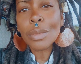 Afro Futuristic Copper Disk Statement Hoop Earrings