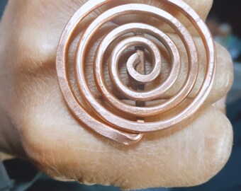 Copper or Brass Endless Flow Spiral Ring
