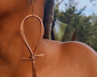 Ankh Breath Of LIFE Copper Statement Earrings