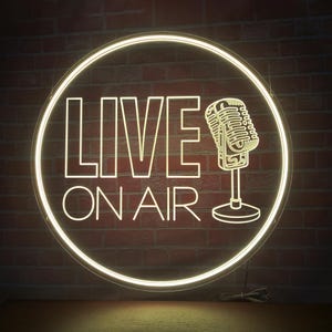 Custom Neon Sign,Live On Air Neon Sign,Live Light Sign, Dimmable Wall Décor Round Live Streaming LED Sign for Tiktok, Twitch Streamer, Gamer