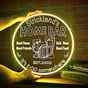 Benutzerdefinierte Bar Schilder für Hausbar, benutzerdefinierte Neon Bier Schild, personalisierte Name Bar LED-Licht Schild für Man Höhle Pub Club Party Wanddekor, Männer Papa Geschenke