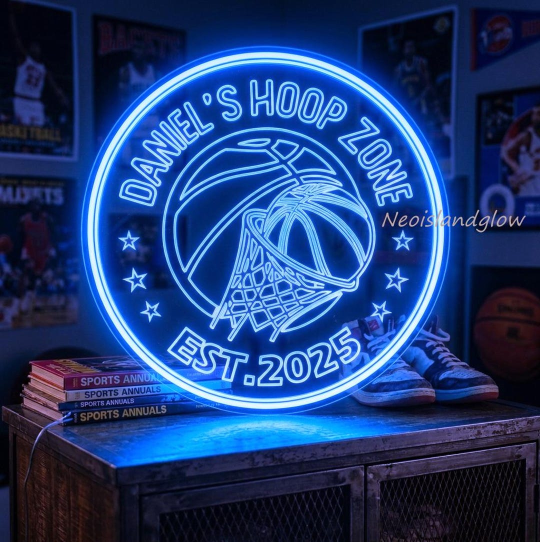 Custom Basketball Hoop Neon Sign, Personalized Sports Bar LED Light for ...