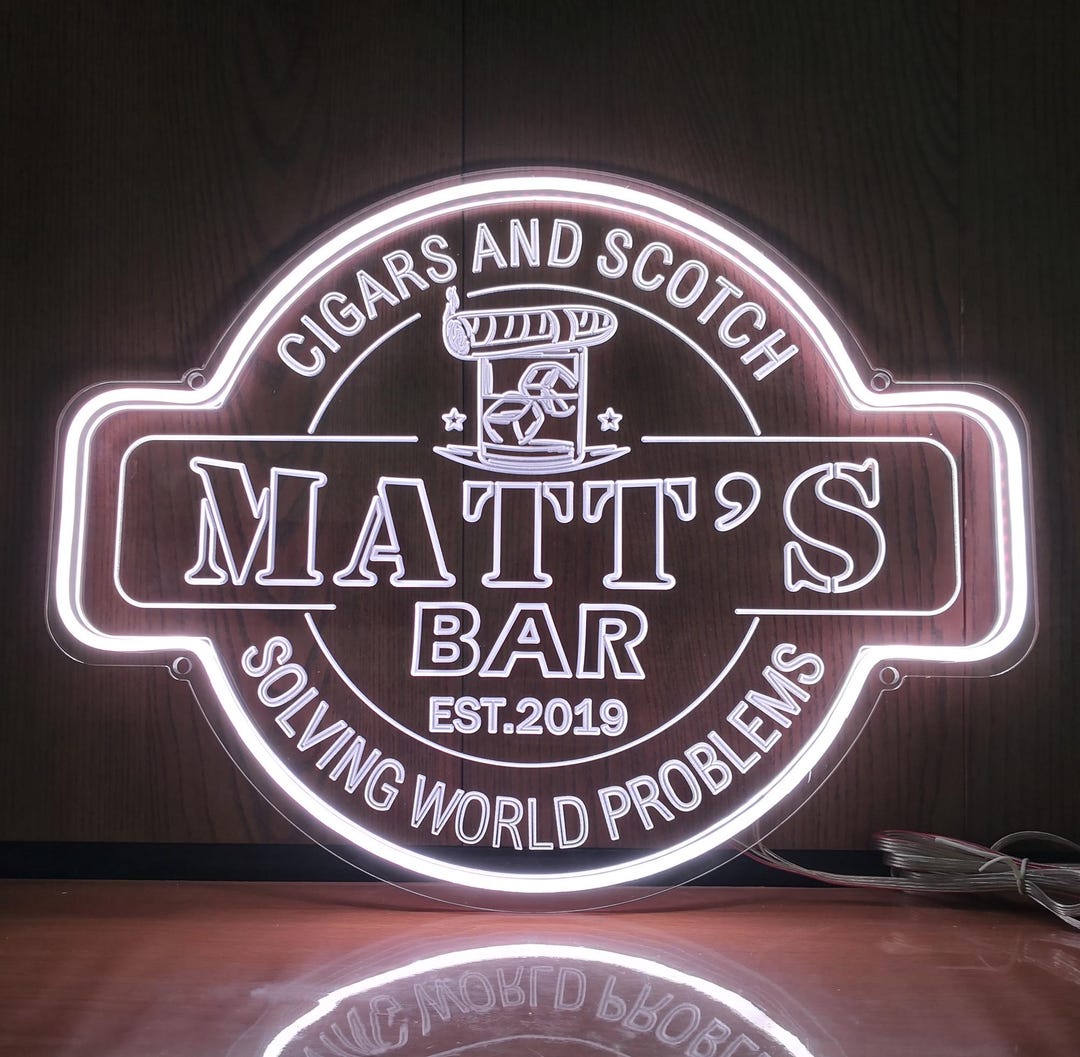 Personalized Cigar and Scotch Bar Neon Sign,custom LED Light for Wall ...