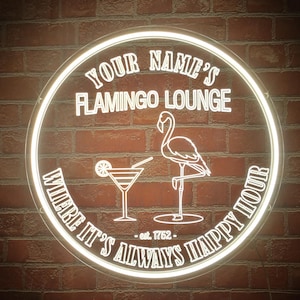 Custom Cocktail Neon Sign,Cocktail Flamingo Lounge Sign,Cocktail Bar LED Light,Wall Decor Sign for Man Cave,Wine Bar,Pub,Personalized Gifts