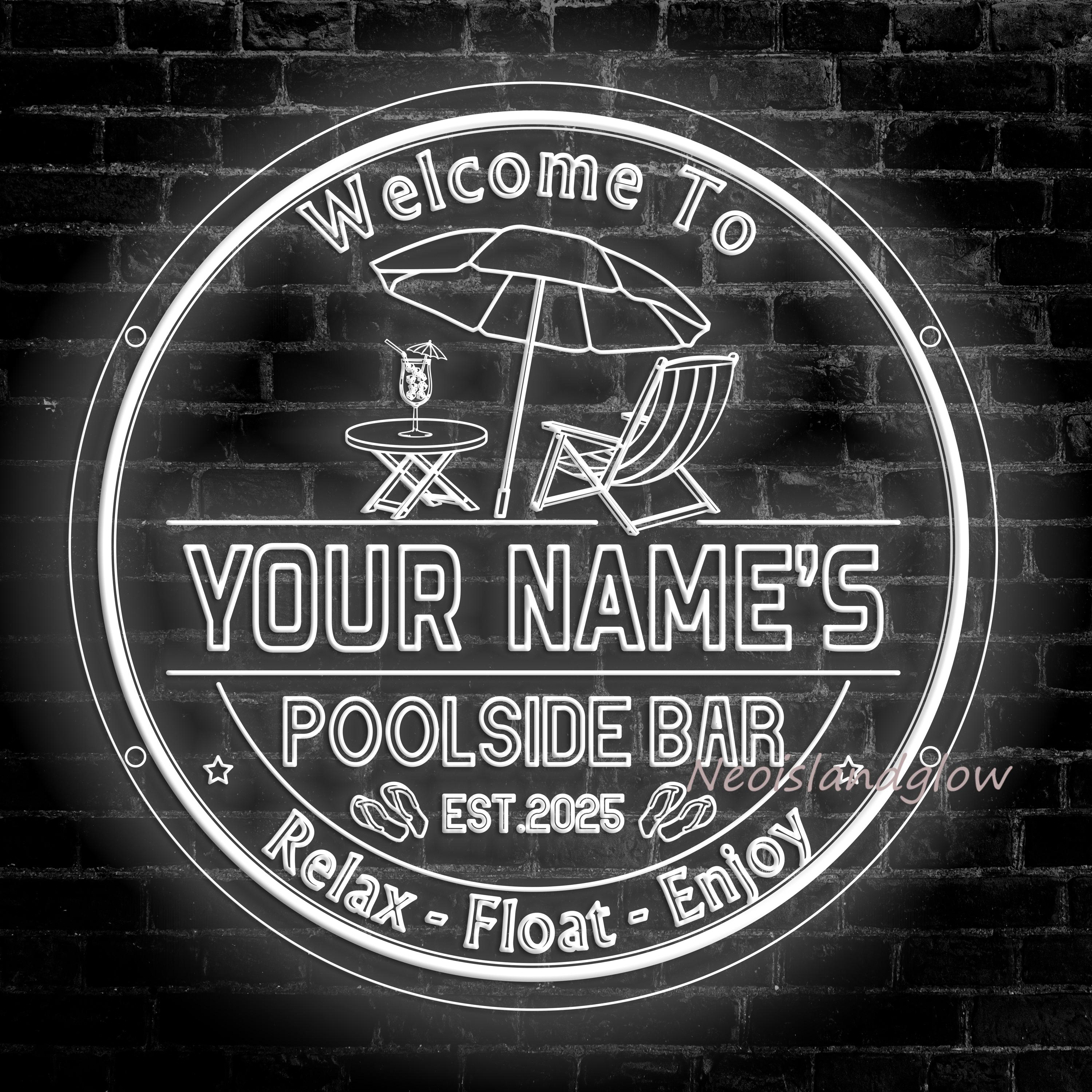 Custom Poolside Bar Neon Signs - Personalized Name LED Wall Light ...
