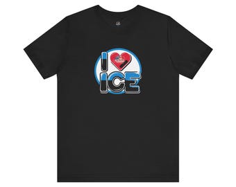 I Love Ice Graphic Tee, Fun Winter Shirt, Cool Gift for Ice Skaters, Cozy Casual Wear, Perfect for Holidays
