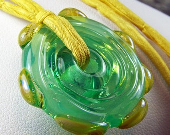 BirdDesigns Lampwork Necklace on Adjustable Silk Cord- ooak - J736