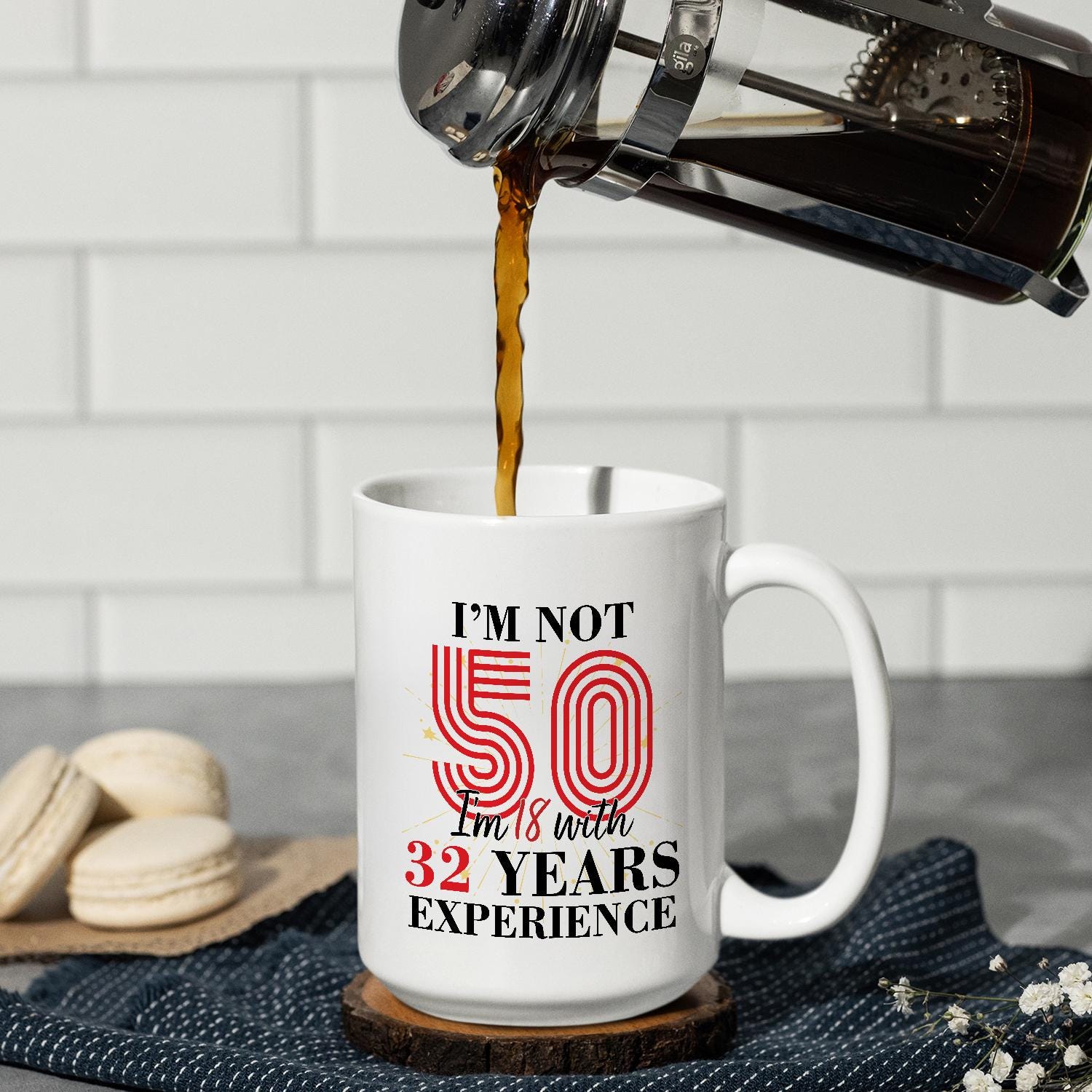 Funny 50th Birthday Mug: 18 with 32 Years Experience