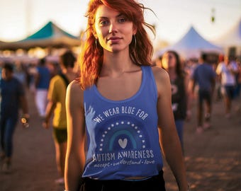 Autism Awareness Racerback Tank Top: We Wear Blue, Autism Mom Gift