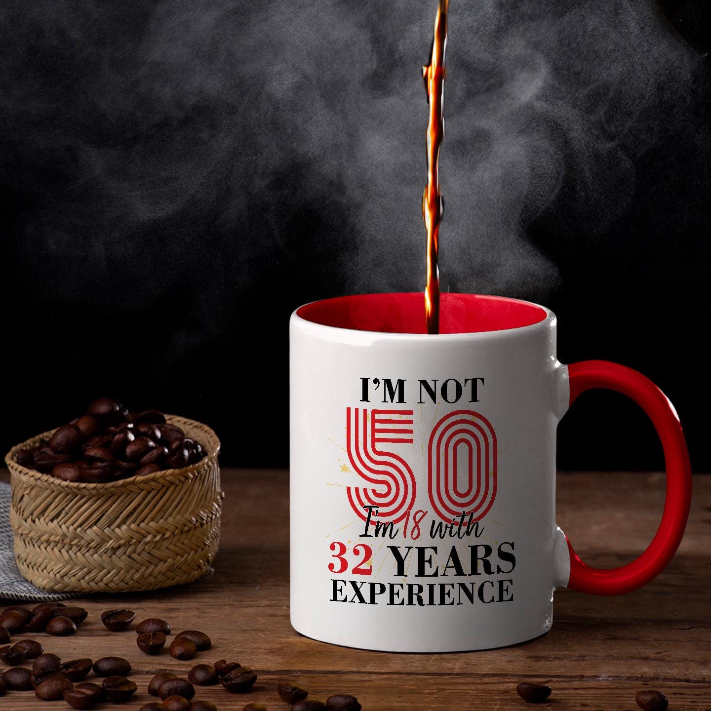 Funny 50th Birthday Mug: 18 with 32 Years Experience
