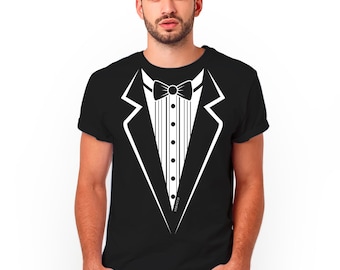 Tuxedo Bowtie Tee – Faux Suit for Parties, Tuxedo T-shirt, Tux T-Shirt, Silhouette, Groomsmen Gifts, Bachelor Party Shirt, Party Tuxedo