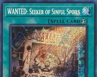 wanted yugioh cards Yu-Gi-Oh! Wanted: Seeker of Sinful Spoils - AGOV-EN054 - Secret Rare Seeker of Sinful Spoils once per turn. WANTED: Seeker of Sinful Spoils