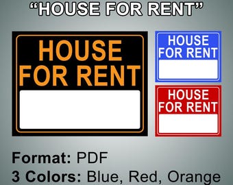 Printable Sign "HOUSE FOR RENT" | Digital File