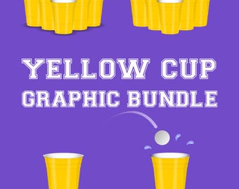 Yellow Plastic Cups | Transparent Background | Vector Graphics