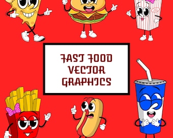 Cartoon Style Fast Food | Vector Graphics Bundle