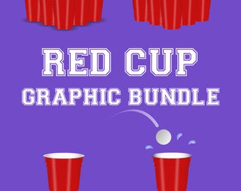 Red Plastic Cups | Transparent Background | Vector Graphics