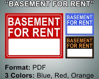 Printable Sign "BASEMENT FOR RENT" | Digital File