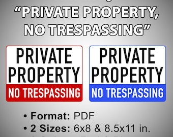 Printable Sign "NO TRESPASSING" | Digital File