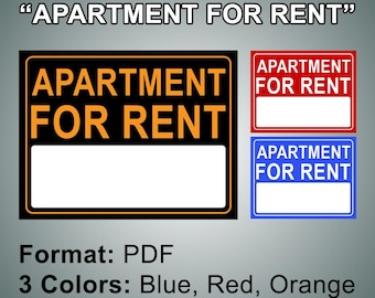 Printable Sign "APARTMENT FOR RENT" | Digital File