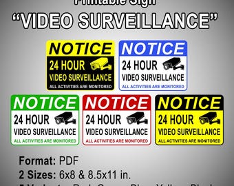 Printable Sign "VIDEO SURVEILLANCE" | Digital File