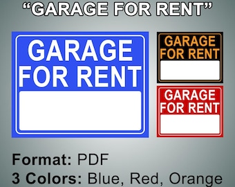 Printable Sign "GARAGE FOR RENT" | Digital File