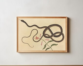 Farmhouse Decor for Kitchen Wall Art Print of Snake Art Print Vintage Decor Nature Wall Art Botanical Prints for Download Reptile Decor Gift