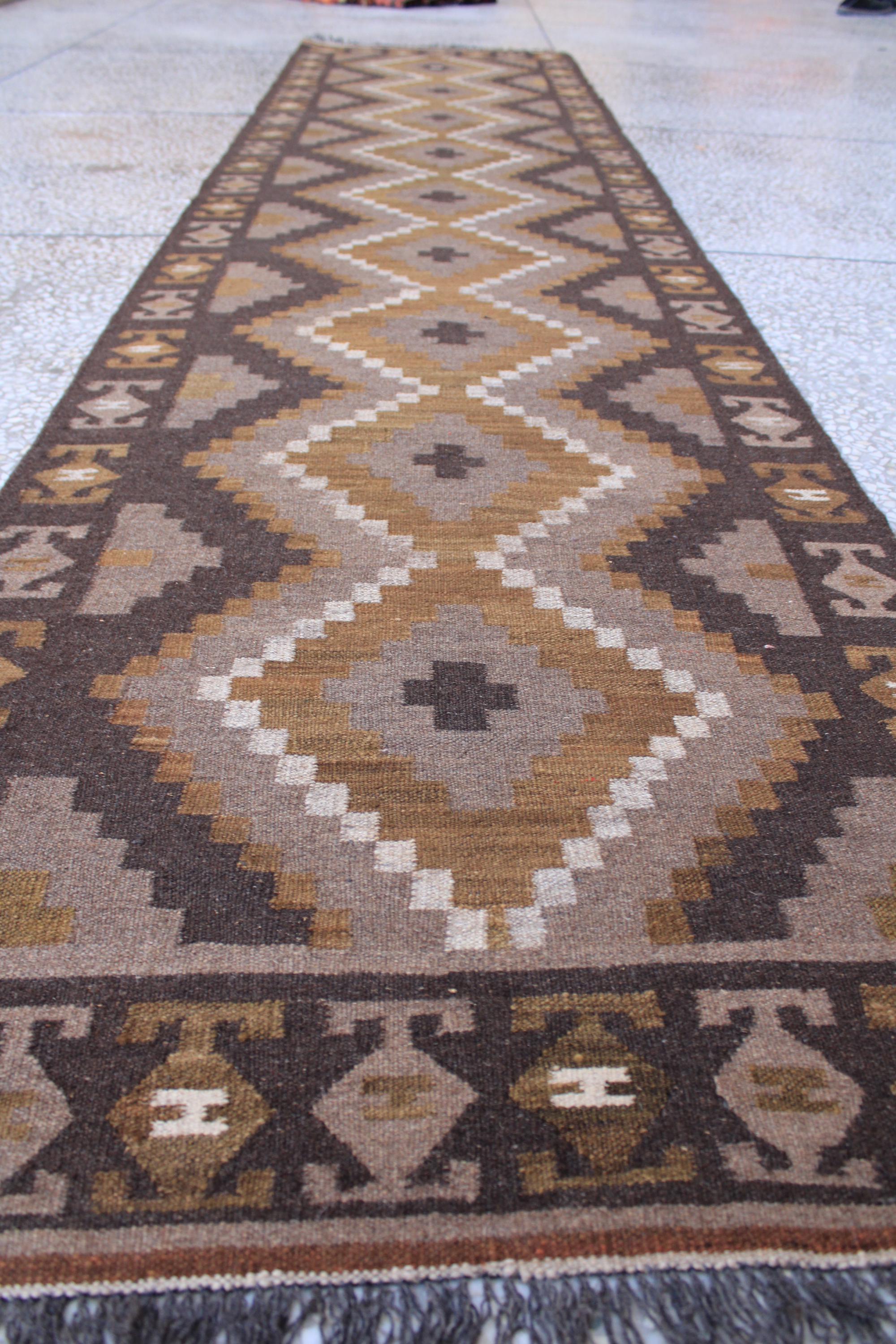 アフガンキリム　ランナー ヴィンテージ アフガン キリム ランナーラグ：3 x 12フィート、手織り