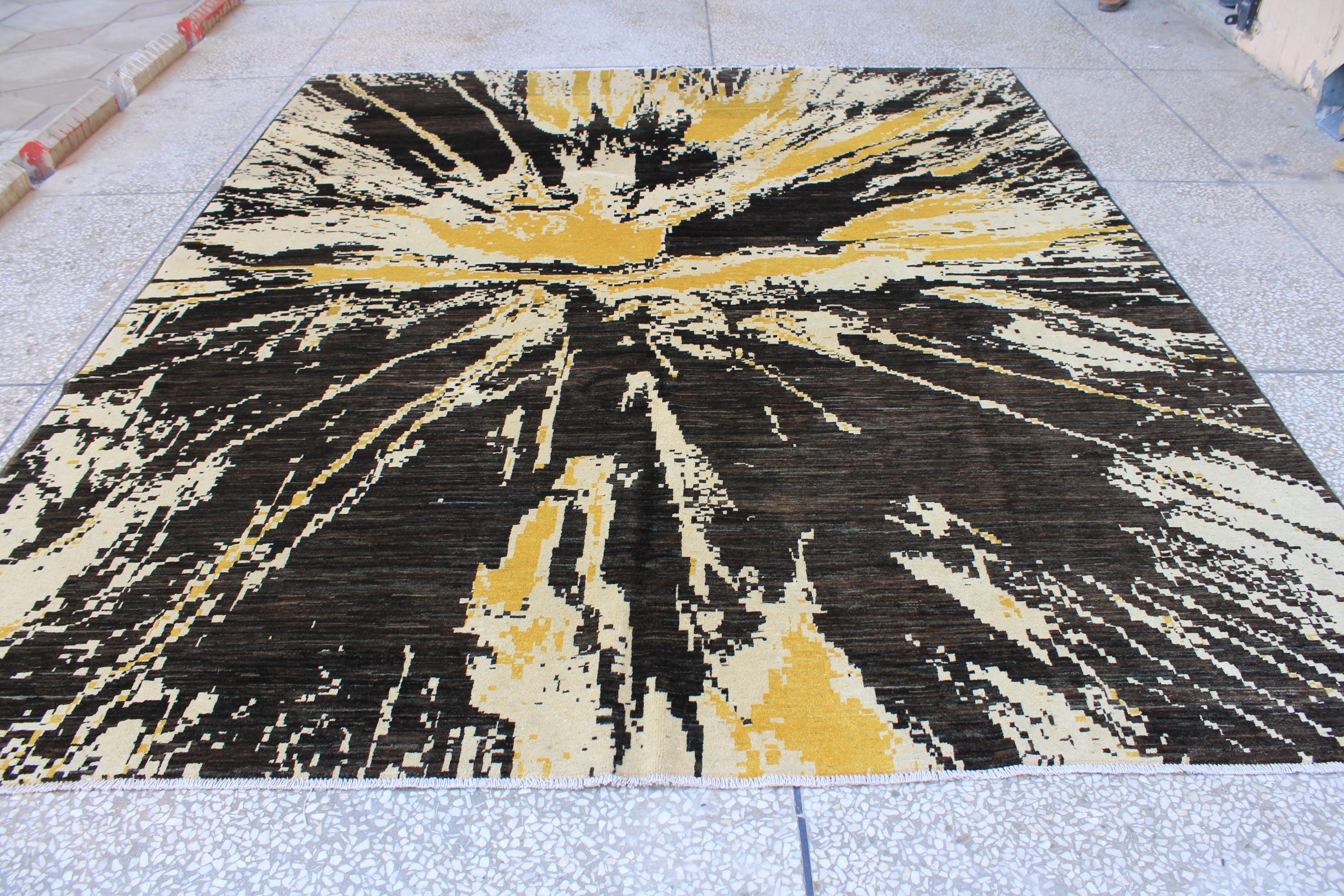 ハンドメイドのアフガニスタンウールラグ：マルチカラーの芸術的な