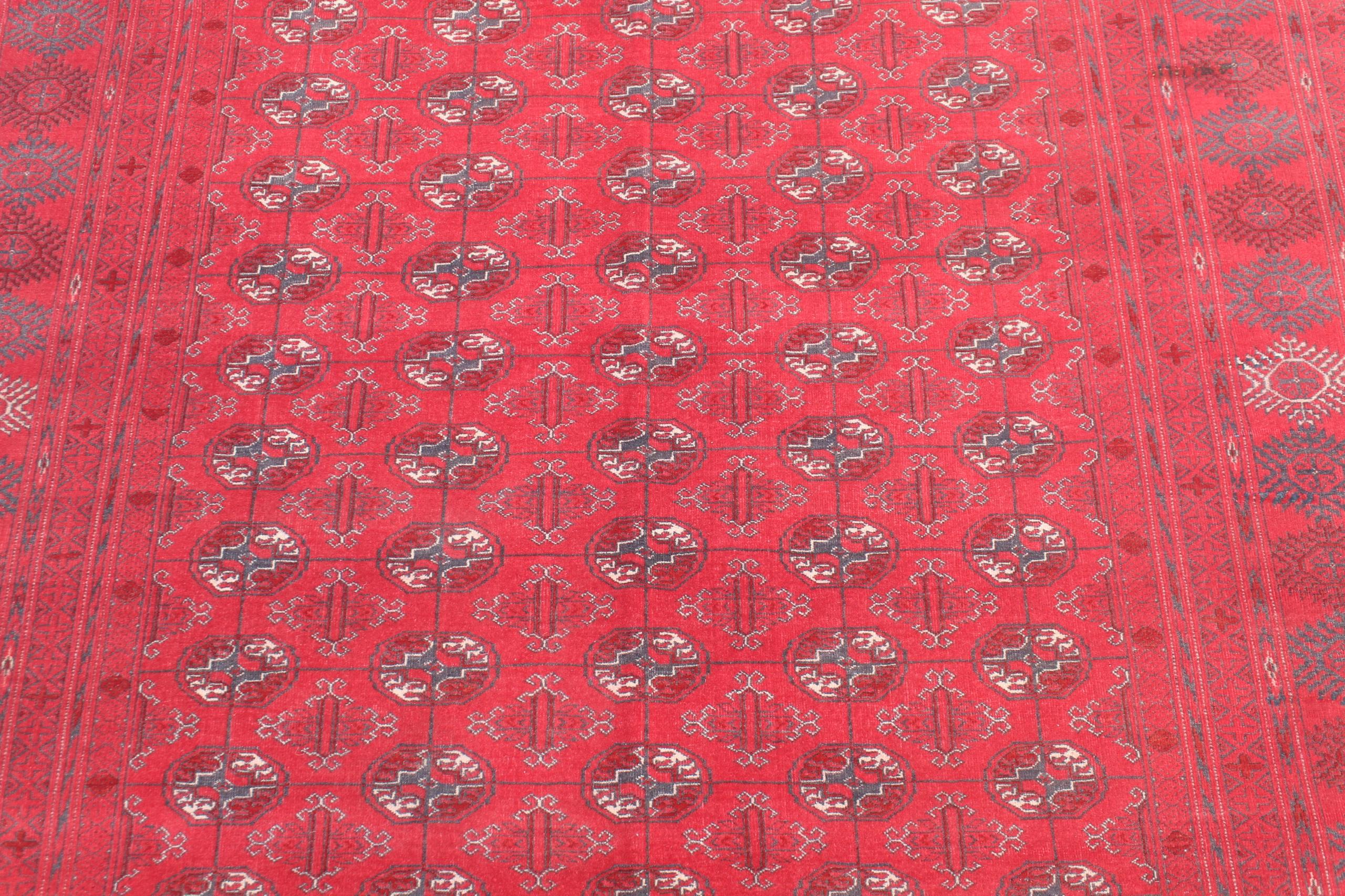 7 x 10フィートのヴィンテージアフガンラグ：手織りトルクメンウール