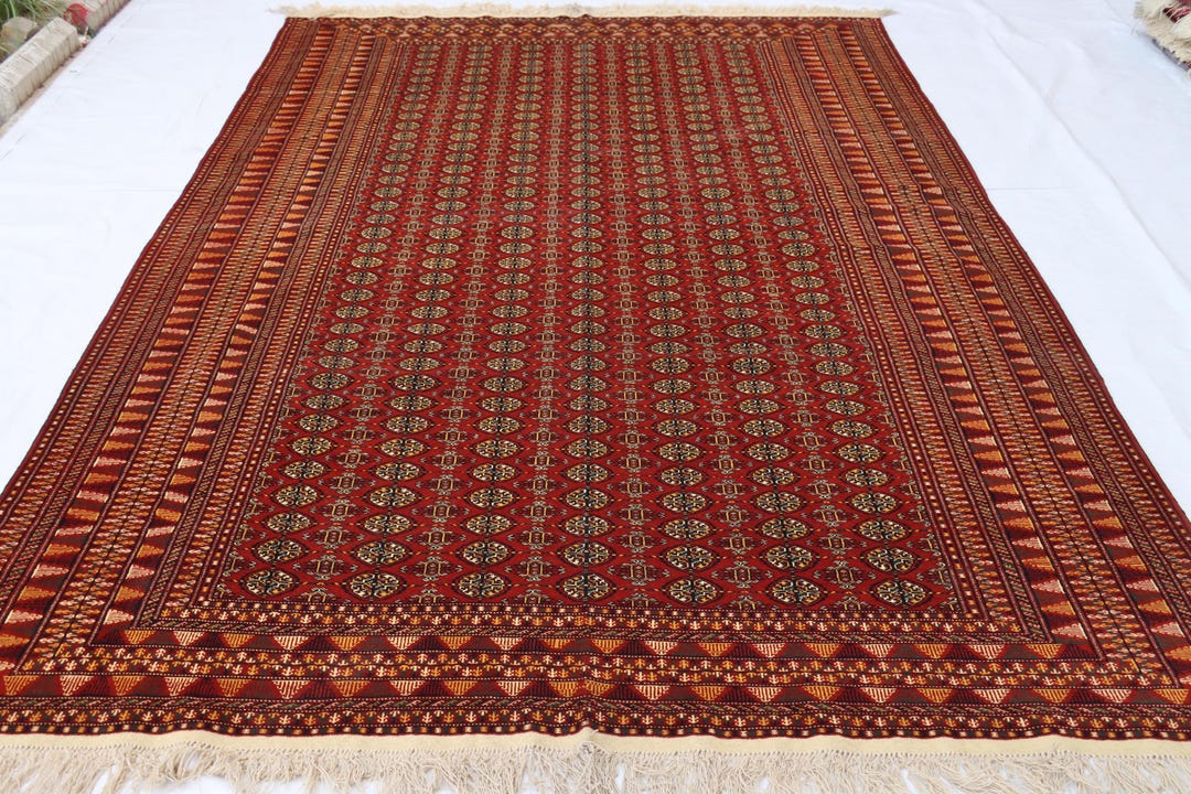 7 x 10フィートのヴィンテージアフガニスタントルクメンラグ：手織り