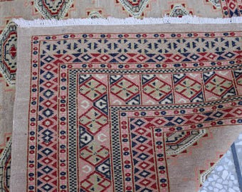 4 x 7フィートのヴィンテージアフガニスタンウールラグ、ハンドメイド