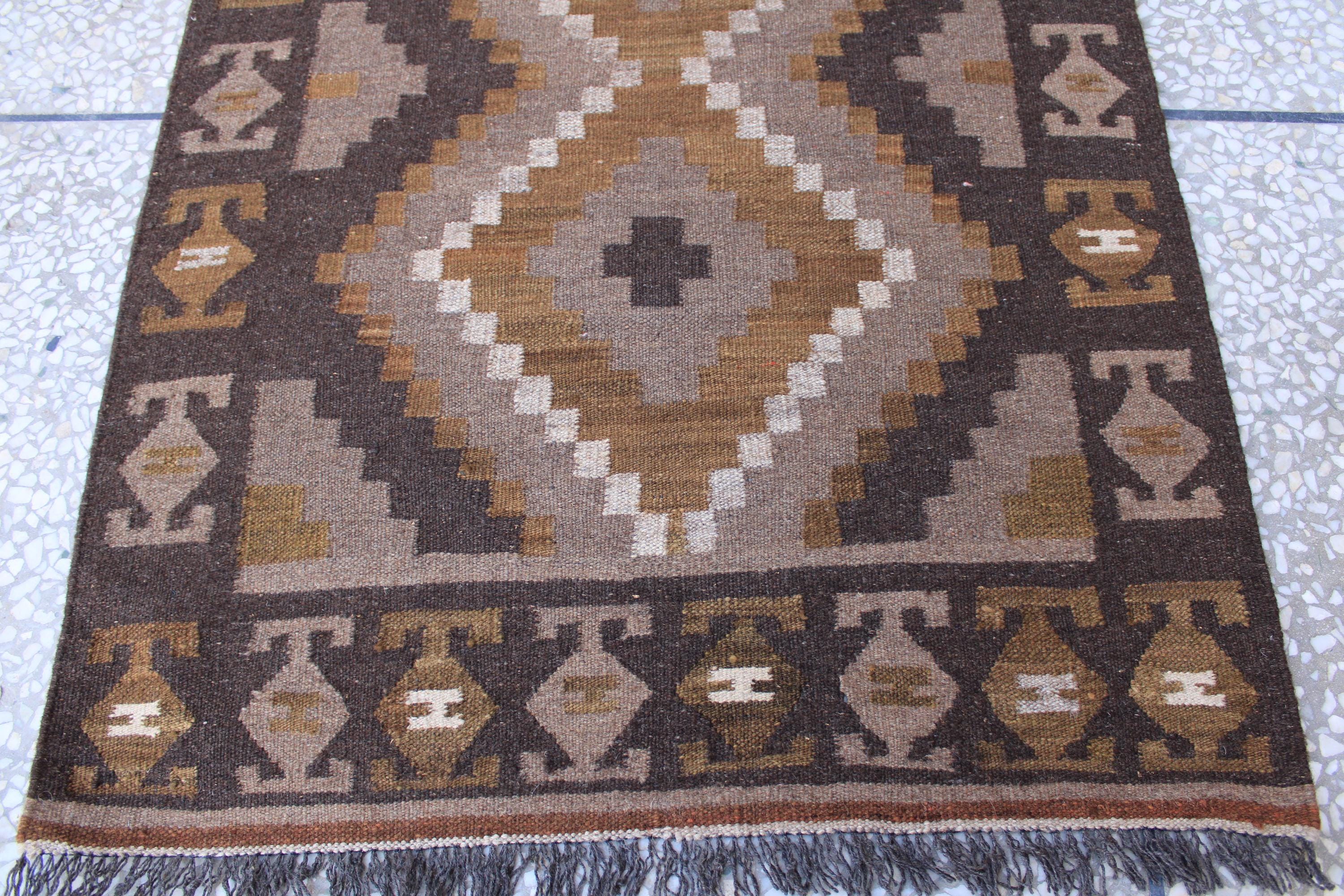 アフガンキリム　ランナー ヴィンテージ アフガン キリム ランナーラグ：3 x 12フィート、手織り