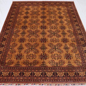 Handmade Afghan Turkmen Rug: 8x12 ft Wool Oriental Rug