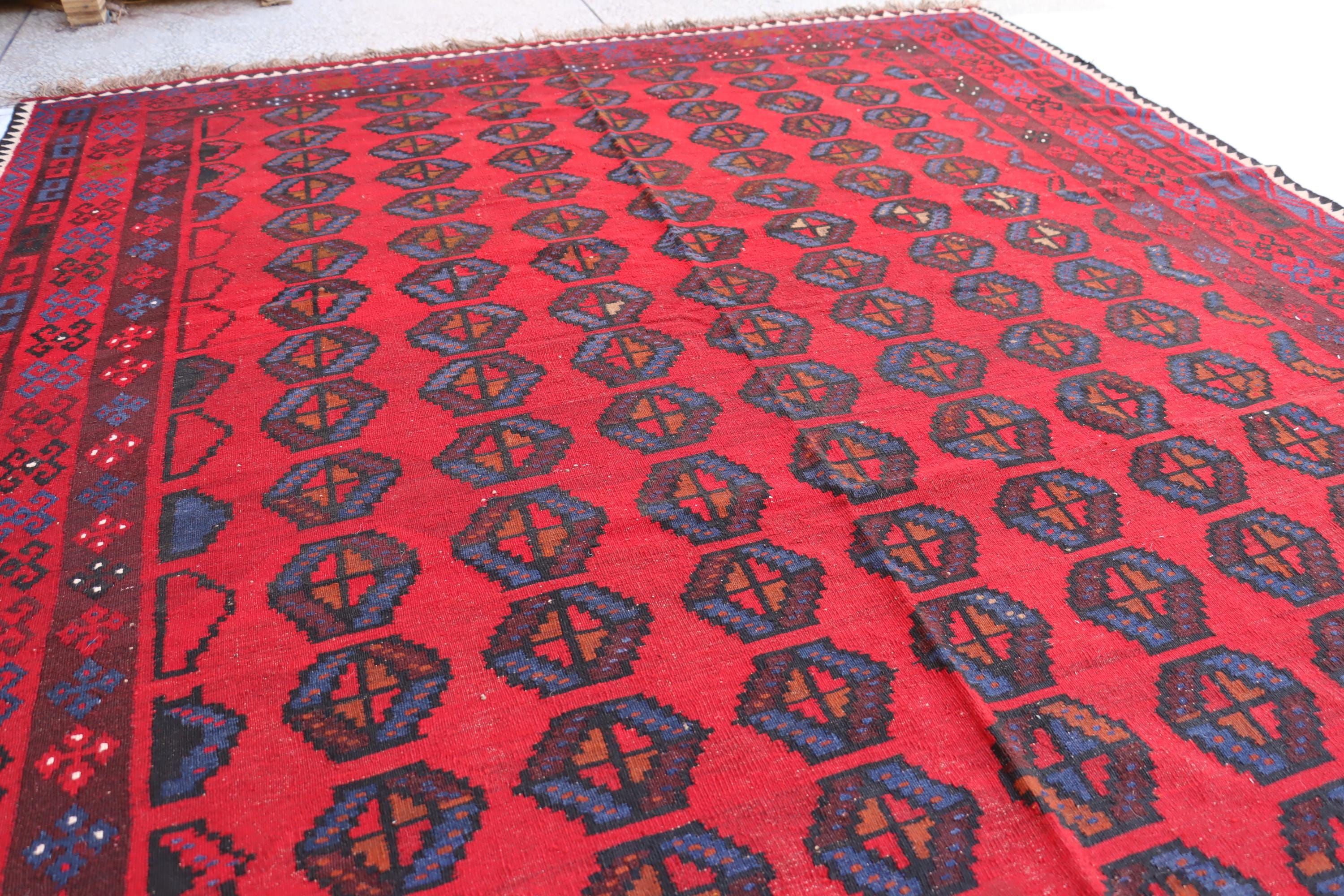 8x12 Ft Vintage Turkmen Rug: Hand-knotted Afghan Wool, Tribal
