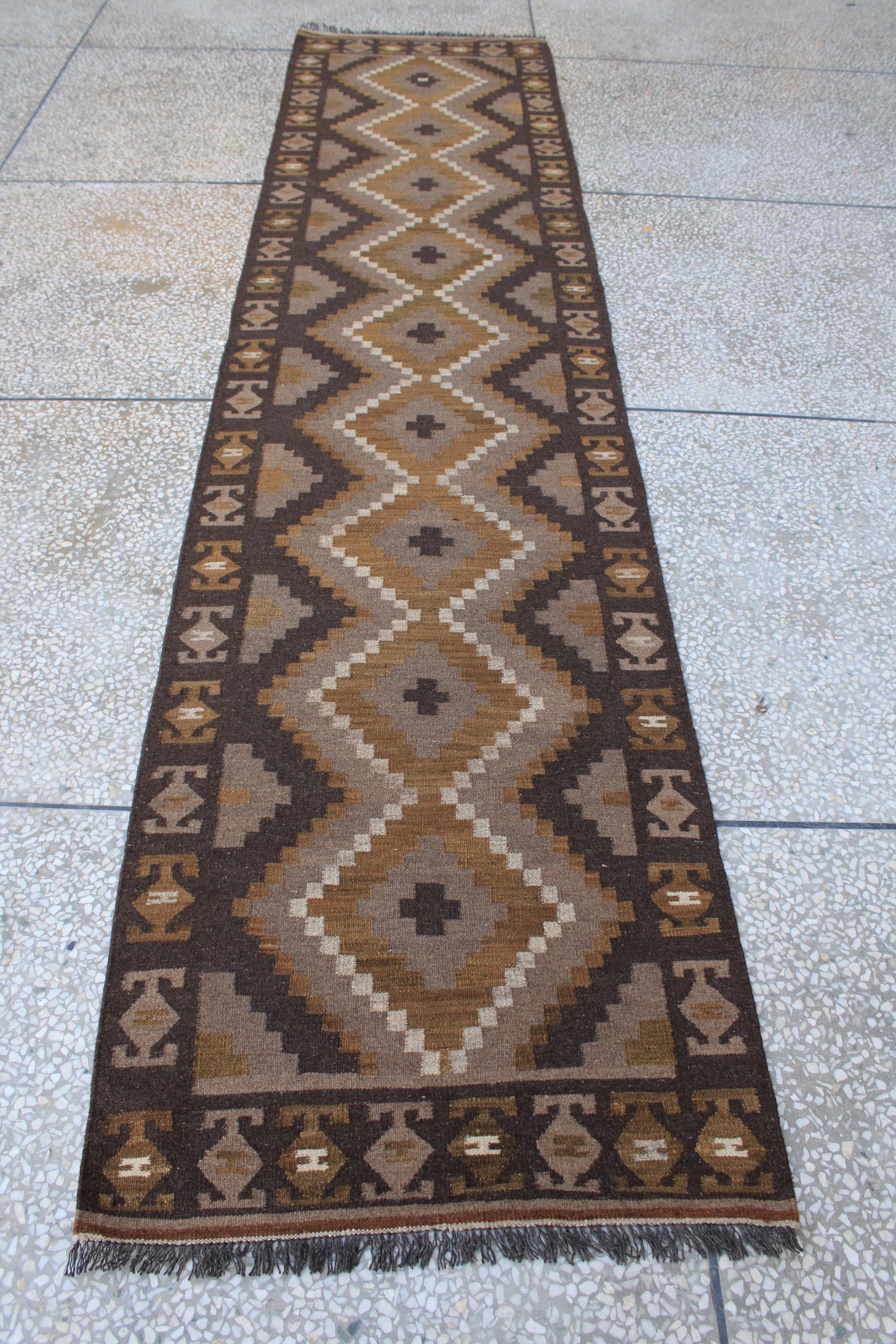 アフガンキリム　ランナー ヴィンテージ アフガン キリム ランナーラグ：3 x 12フィート、手織り