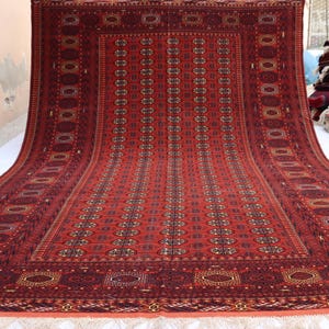 7x10 ft Antique Turkmen Rug: Hand-Knotted Afghan Wool