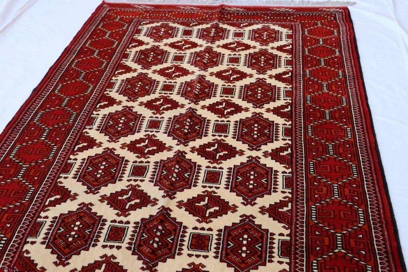 Vintage Afghan Turkmen Rug 5x7 Ft: Hand-knotted Wool Oriental Rug - Etsy UK