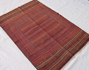 9 x 12フィートのヴィンテージアフガンキリムラグ：赤と紺のウール