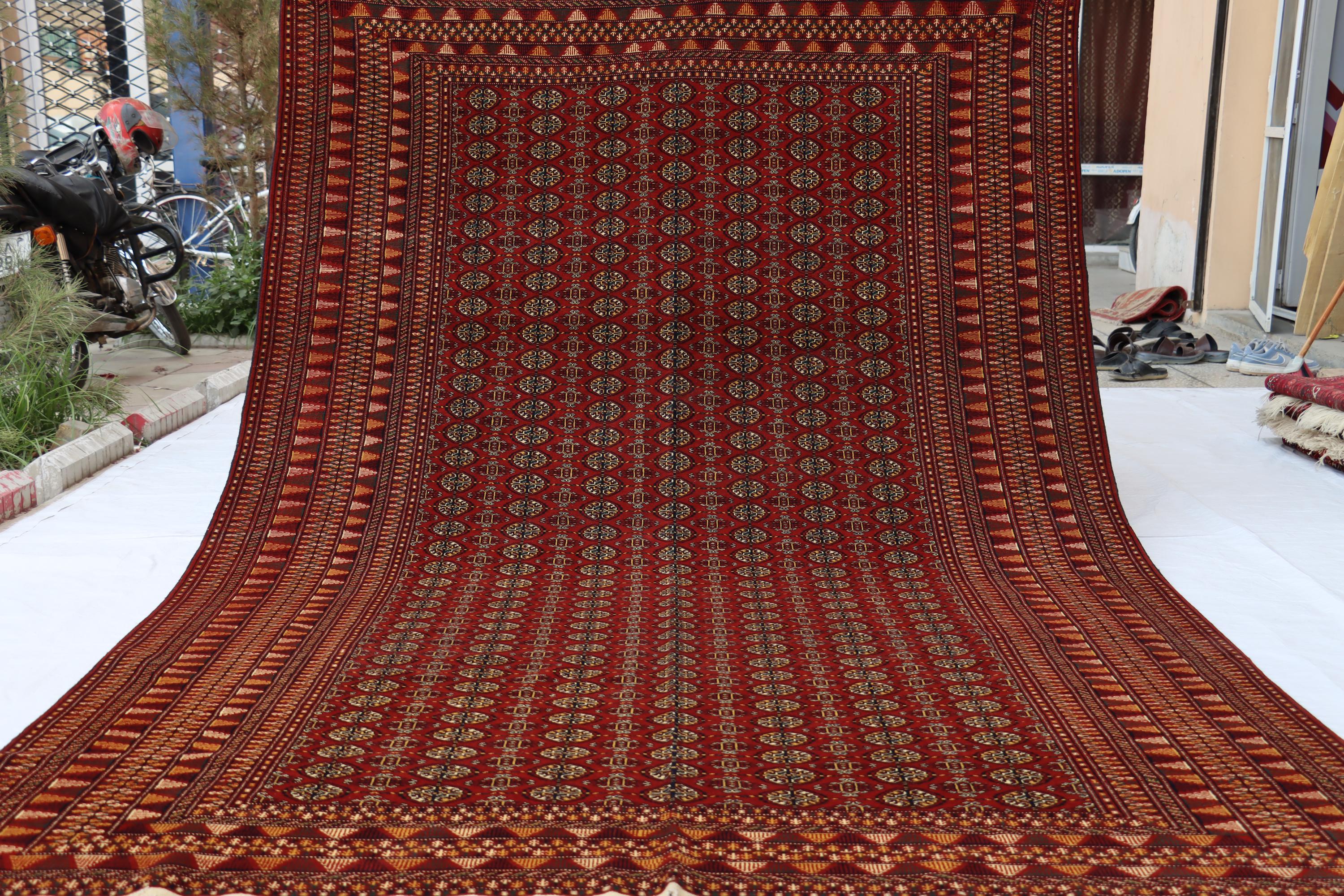 7 x 10フィートのヴィンテージアフガニスタントルクメンラグ：手織り