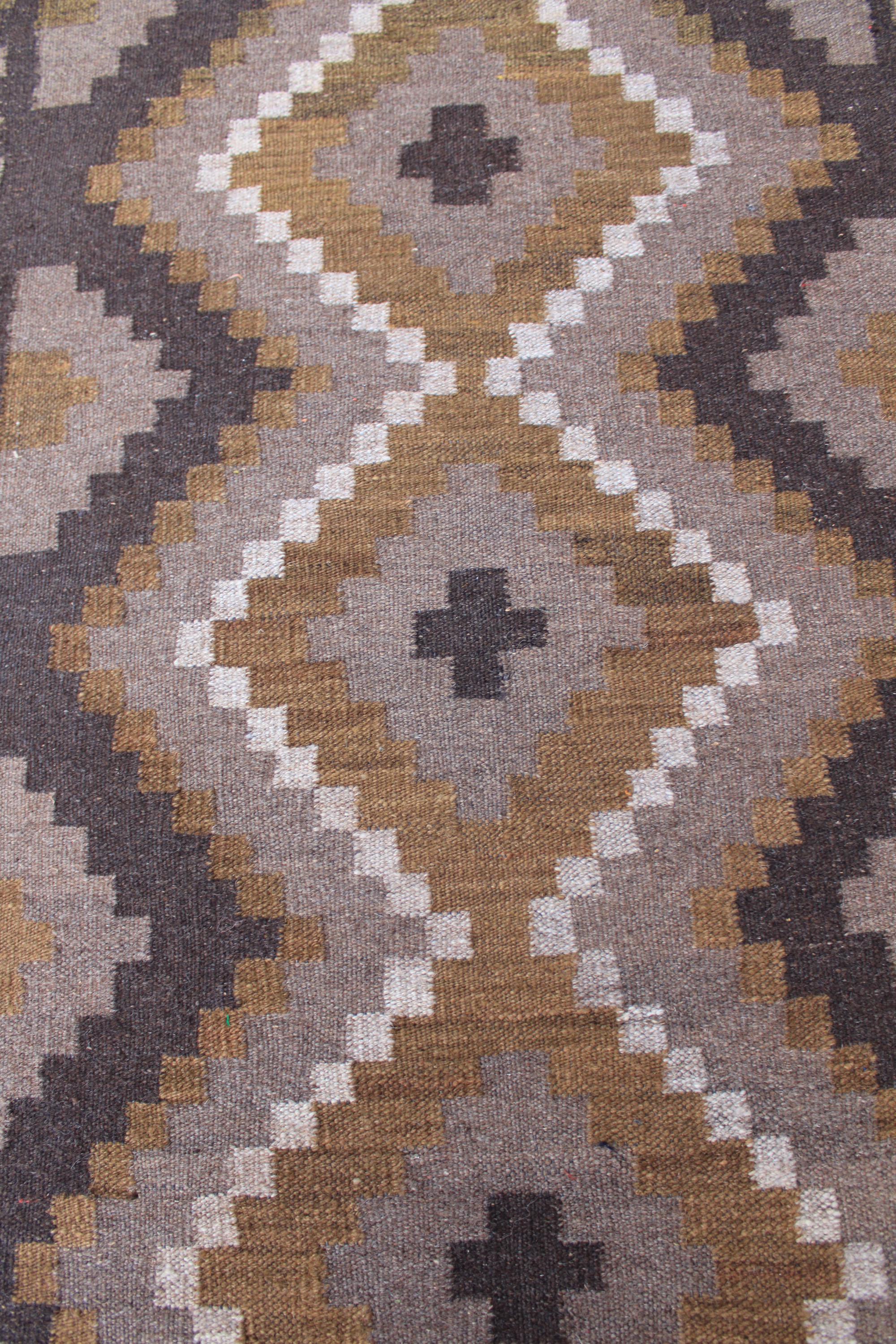 ヴィンテージ アフガン キリム ランナーラグ：3 x 12フィート、手織り