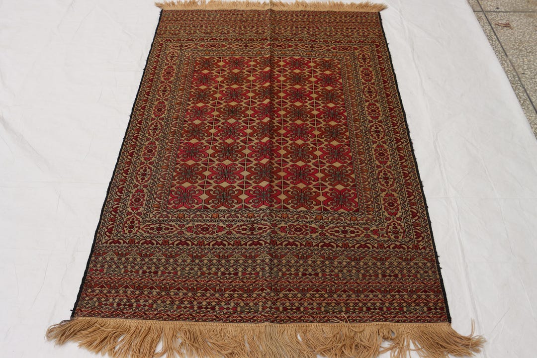 Sumac Rugs 4x6ft Vintage Sumac Kilim Rug Afghan Wool Rug Turkmen Wool Rug Handmade ...