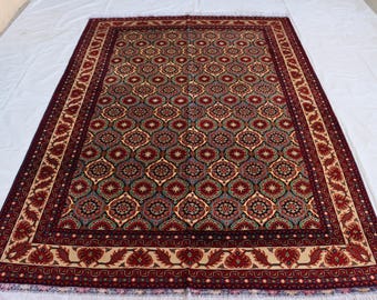 2,0 x 3,5 m handgeknüpfter afghanischer turkmenischer Wollteppich mit mehrfarbigem Tribal-Design