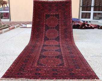 vintage rug　265cm×87cm　トルクメン族　アフガン　ランナー ヴィンテージ アフガニスタン トルクメン ランナーラグ：手織りウール