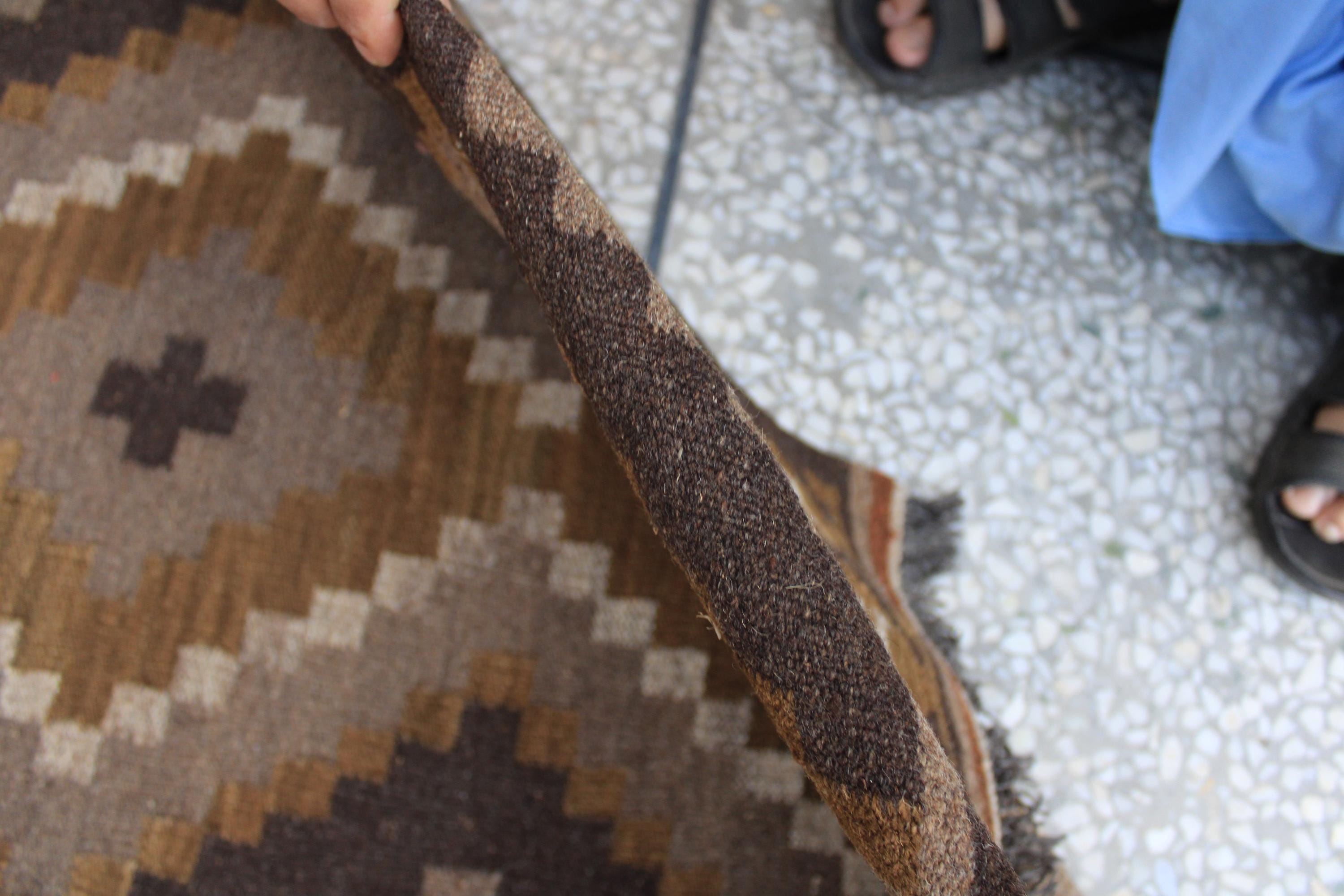 ヴィンテージ アフガン キリム ランナーラグ：3 x 12フィート、手織り