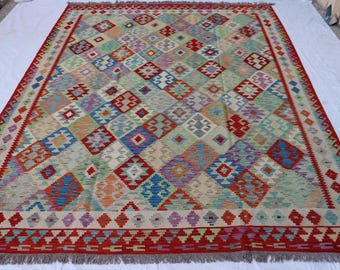 2,7 x 3,5 m. Handgeknüpfter afghanischer Kelim Teppich
