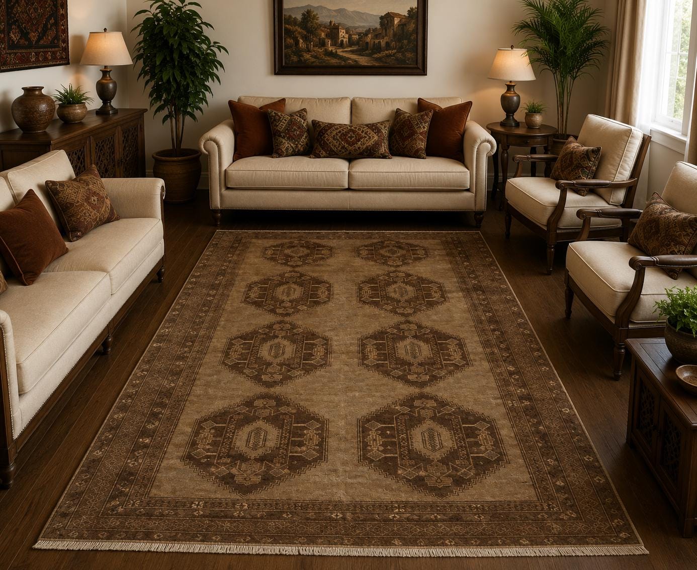 Hand-knotted Afghan Wool Rug, 8x13 Ft, Vintage Tribal Geometric