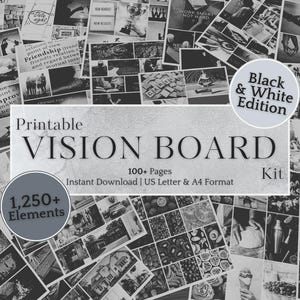 Printable Vision Board PDF for Women | Vision Board Templates, Stickers, Affirmations, Inspiring Images for Manifestation Goals 2025/2026