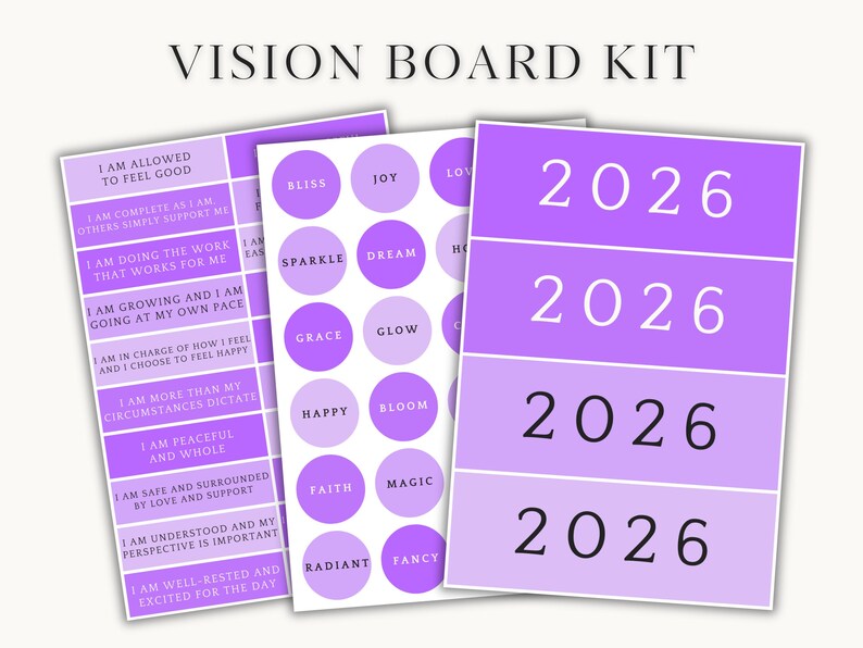 2026 Vision Board Kit Violet - Printable PDF With 1,259+ Images ...