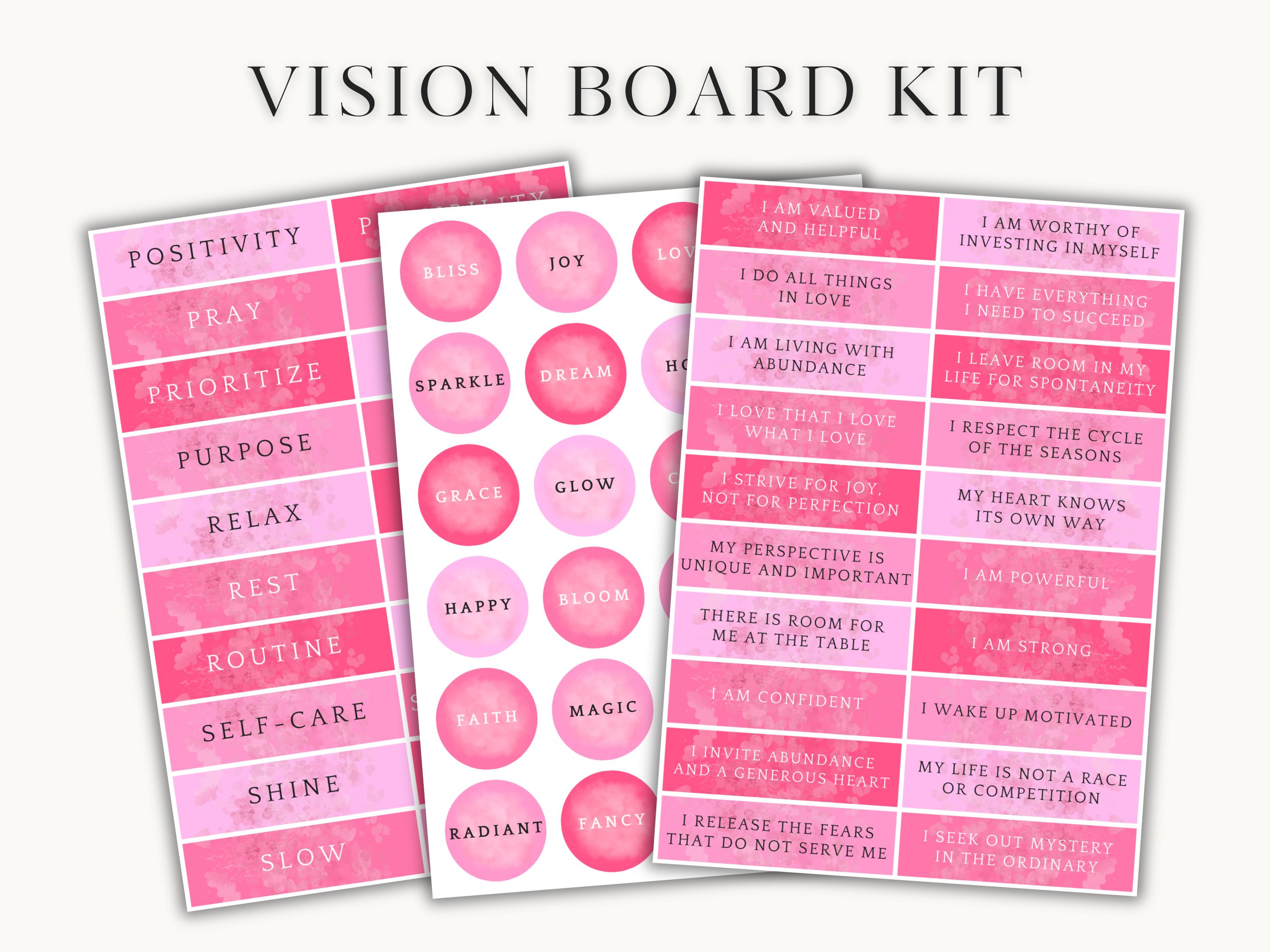 2026 Vision Board Kit Pink - Printable PDF With 1,259+ Images, Stickers ...