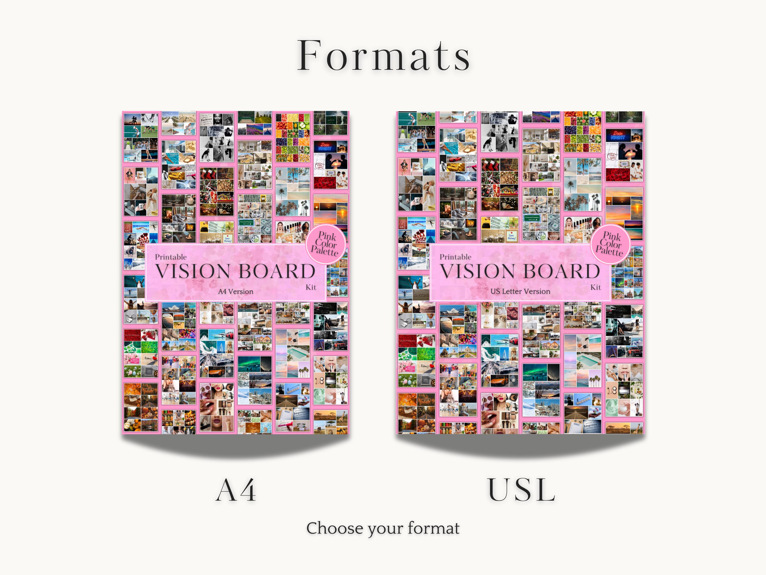 2026 Vision Board Kit Pink - Printable PDF With 1,259+ Images, Stickers ...